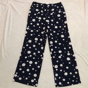 ALFANI‎ Navy with White Polka Dots Wide Leg Slacks Women's Size 6 Boho Casual